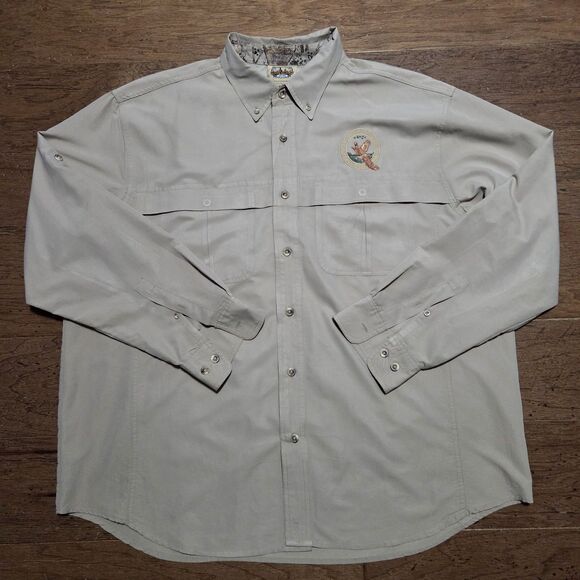 Game Guard Hunting Shirt Men XL Tan Camo Long Sleeve Outdoor Shooting Vented - Picture 1 of 6